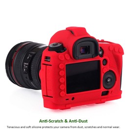 Easy Hood Camera Case for Canon EOS 5D Mark III 5D3 Digital SLR Camera, Texture Surface, Anti-Scratch Soft Silicone Rubber Housing Protective Camera Cover Protector Skin (Red)