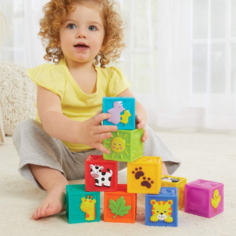 Earlyears Kidoozie Squeak and Stack Blocks Playset for Infants and