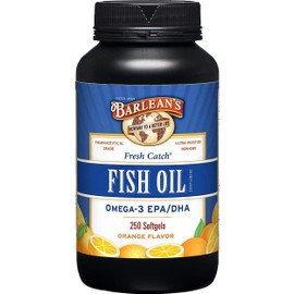 Barleans Fresh Catch Fish Oil, Omega-3, 1000mg EPADHA, Orange Flavor, 250 softgels                                                                    