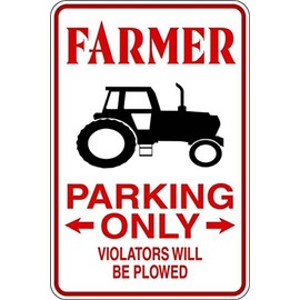 Decals - Farmer - Parking Signs - Color=As Seen - Size=9"X18" - Funny Humor Picture Art Image Mural - Peel & Stick Vinyl Wall Sticker