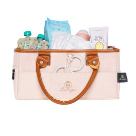 Baby Diaper Caddy Organizer Large Tote - Baby Diaper Organizer Caddy Perfect for Nursery Changing Table, New Born Shower, Car Storage Basket or Moving Room to Room - Boy or Girl