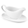 Yedio 18 oz Gravy Boat with Saucer, Large White Ceramic