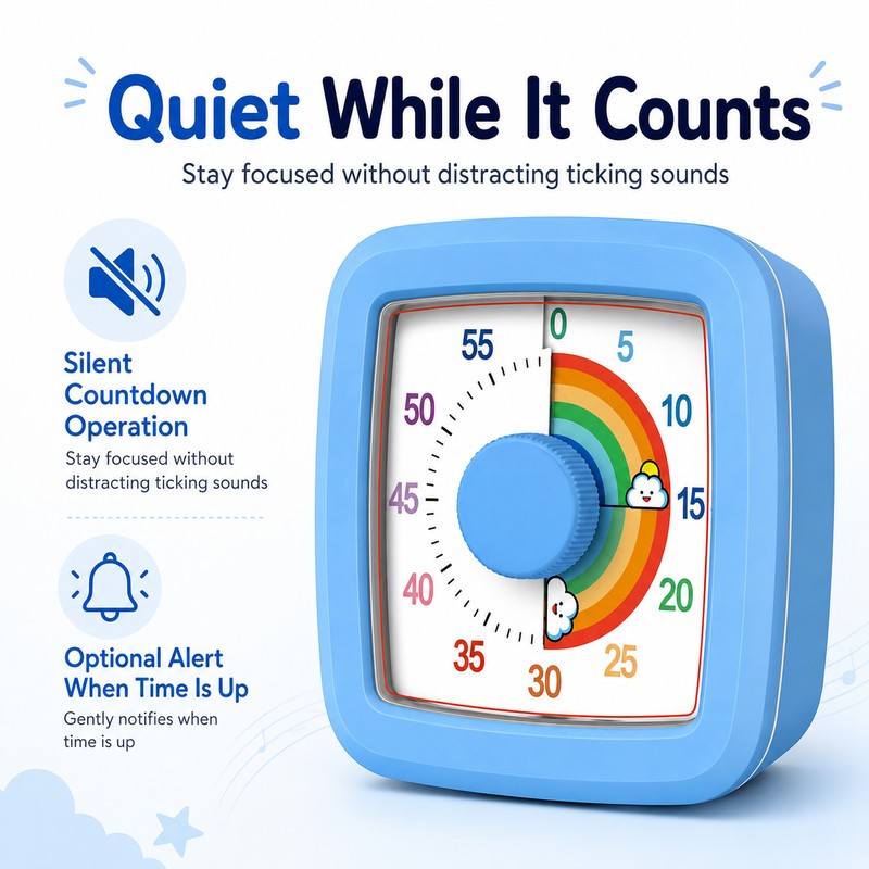 60-Minute Visual Timer for Kids & Kitchen – Silent Countdown