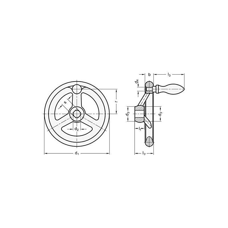 DIN Aluminium Handwheel, 200 mm Diameter, 18 mm Bore, with