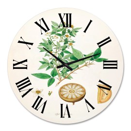 Designart 'Vintage Plant Life X' Farmhouse wall clock - 36 in. high, 36 In. Wide