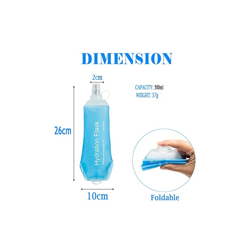 AXEN AXEN 500ML Soft Flask, TPU Foldable Running Hydration Flask,