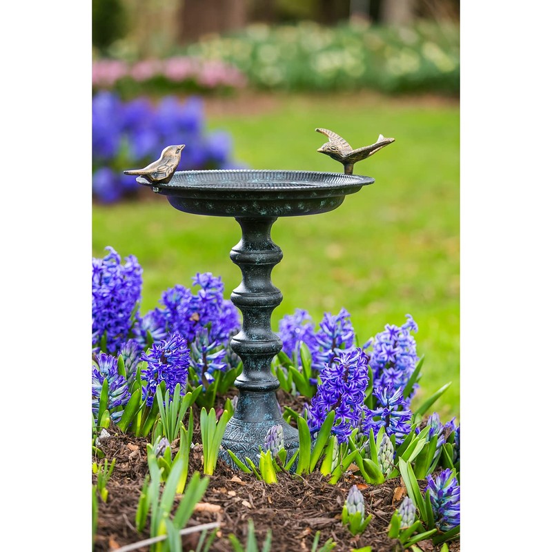 Evergreen Hummingbird Metal Bird Bath Bowl with Stand - Heavy