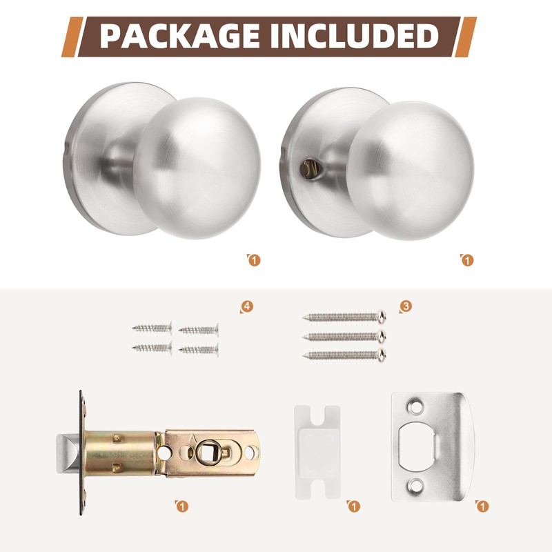 GOBEKOR 8 Pack Passage Door Knobs for Closet Door Knobs