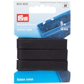 Prym cotton tape, Black , 10 mm