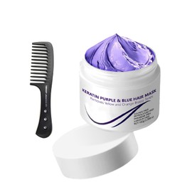 Purple Hair Mask,Deep Conditioning Keratin Hair Mask, Repairs Frizz and Split Ends,Hair Repair Moisturizing Conditioner for Blonde & Silver & Gray Hair,100G
