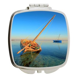 Island Gifting - Sailing Ship Golden Sunrise Design - Square Compact Mirror - Travel Mirror