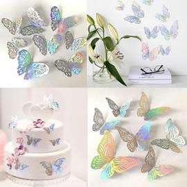 UCSAJI 120PCS 3D Butterfly Wall Decor Removable Stickers for Party and Home Decoration Wedding Birthday Nursery Living Room Kids Bedroom Fridge Art