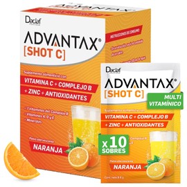 ADVANTAX SHOT C Vitaminas Complejo B Antioxidantes Zinc Sabor Naranja Efervescente (10)