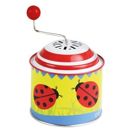 LENA 52762 Musikdrehdose Glückskäfer, Musikdose ca. 10,5 x 7,5 cm, Blechdrehdose mit Melodie Der Frühling, Drehdose aus Metall, Drehorgel für Kinder ab 18 Monate, Orgel mit Käfer Motiv, Bunt