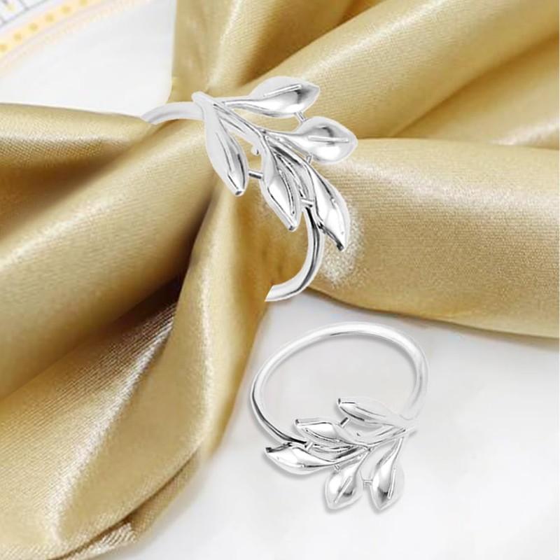 Napkin Rings,12 PCS Silver Napkin Rings Set,Table Decoration Napkins Rings,Table