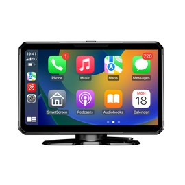 Wireless CarPlay Screen 7" with Voice Contro, Portable Car Stereo with Apple CarPlay, Bluetooth 5.0,Mirror Link,GPS Navigation,Easy Install,Perfect Accessories for Safer Daily Driving
