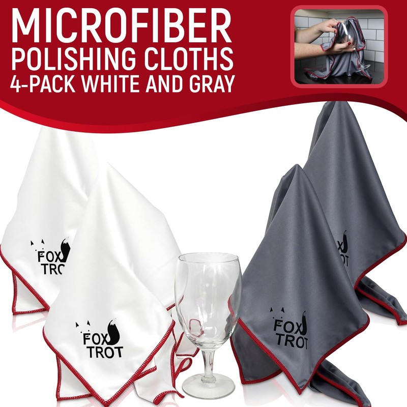 Fox Trot Large Microfiber Polishing Cloths (4 Pack White |