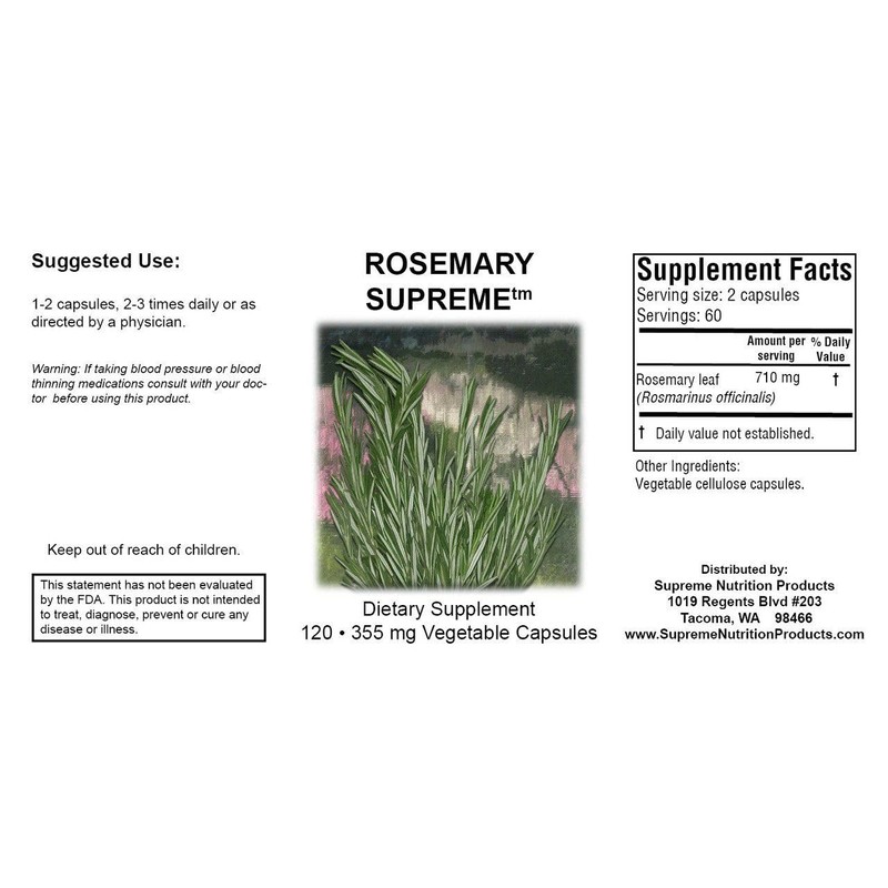 Supreme Nutrition Rosemary Supreme, 120 Pure Rosemary Vegetarian Capsules (Pack