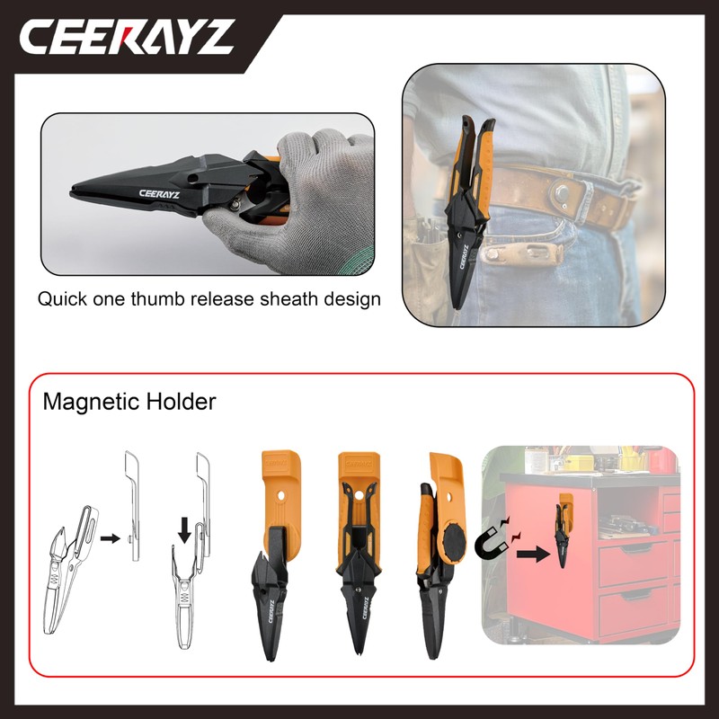 CEERAYZ 185mm Notch Scissors All Purpose Heavy Duty, Garden Shears,