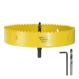 HARFINGTON Bi-Metal Hole Saw Kit 178mm / 7" Dia M42 High-Speed Steel Hole Saw Drill Bit Cutter with 3/8" Hex Shank Arbor Center Drill Wrench for Wood Plastic Drywall Plywood