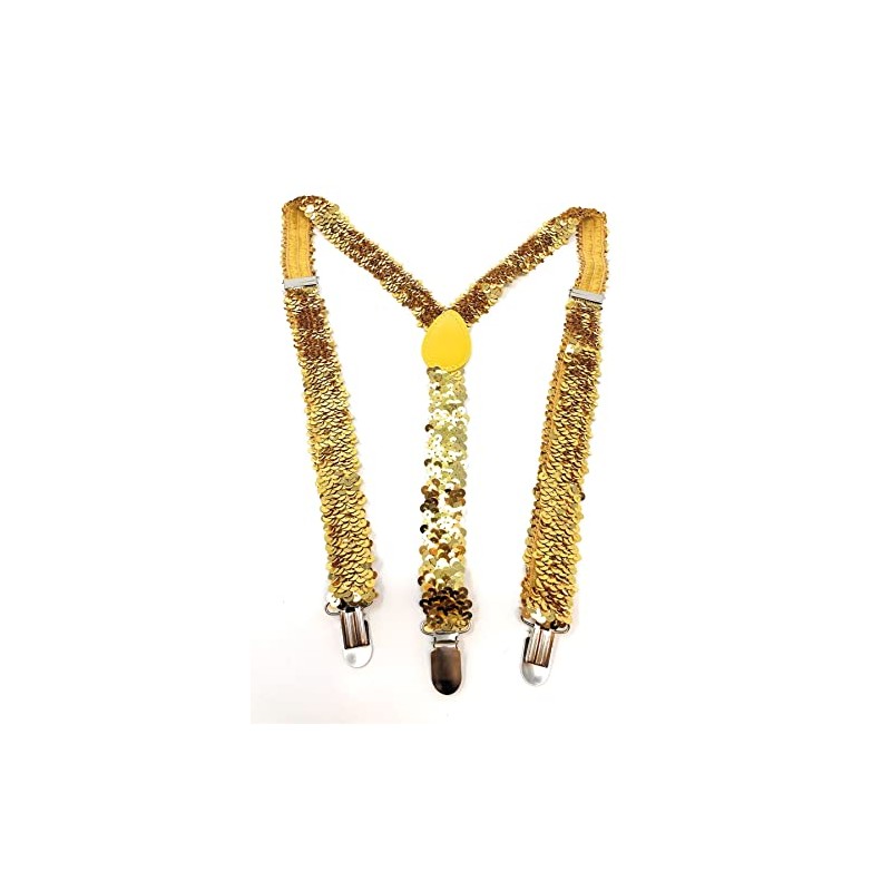 Cadoline Gold Mens Sequin Polyester Fancy Dress Suspenders 100 x