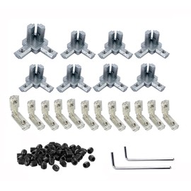 Yuejizhe 8 x 3 Way Corner Connectors and 12 x L-Sharp Internal Corner Joint Brackets for 2020 Series Aluminum Profile Slot 6mm with Screws and Wrenches Silver