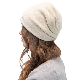 VIVISENCE Women's Beanie Hat Winter Made of Warm Wool Yarn Classic Autumn Winter Hat Cosy with Perfect Fit Three Pleats on the Back Inner Lining Extra Comfort Model 7085, ecru