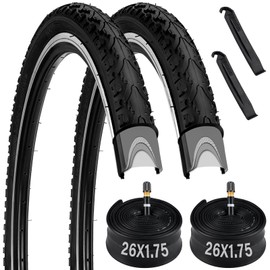 26 Inch Bike Tire, 2 Pack 26 x 1.75 Bike Tire with Schrader Valve, 26 x 1.75 Bicycle Tire and Tube with 2 Tire Levers, Folding City Commuter Bicycles Tire for 26" x 1.50/1.60/1.75/1.90 Bicycle Tires