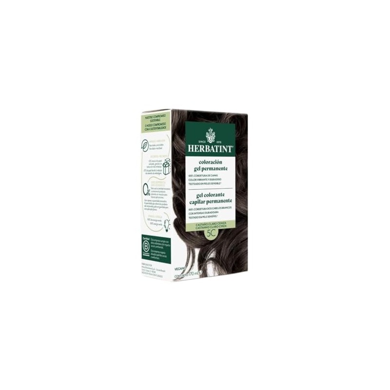 Herbatint Permanentes Haarfärbe-Gel, 5C, Hellbraun, Aschbraun, 170 ml, ohne Ammoniak,