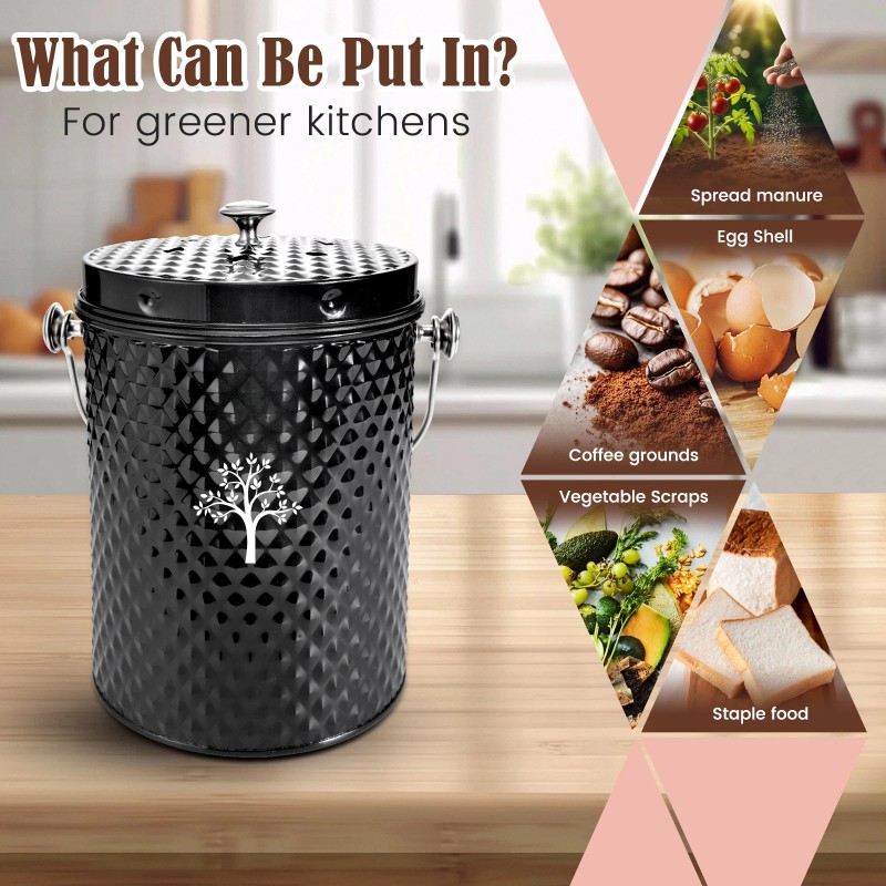 ARC Countertop Compost Bin Kitchen,Odor Resistant Indoor Compost Bin with