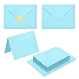 PATIKIL 20Pack Light Blue 4x6 Envelopes with Cards, V Flap A6 Envelopes with Cardstock & Gold Stickers for Greeting Cards Wedding Greeting Birthday Invitations Letter Mailing