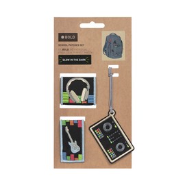 BOLD Lässig Pendant and Patches Set (2 Pieces) with Press Stud / BOLD Match School Patches Set, Music, Patches