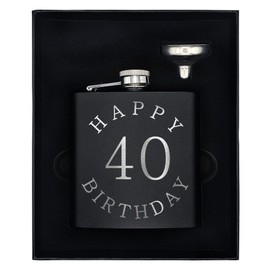 Palm City Products 40th Birthday Flask Gift Set – Elegant Engraved 6 oz for Milestone Celebration – Stylish Keepsake Birthday Gift for Men and Women – Luxury Leak-Proof Flask Set with Funnel