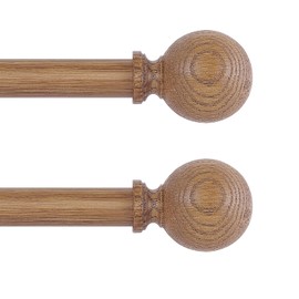 HTZON 2 Pack Wood Curtain Rods for Windows 48 to 84 Inch,1 Inch Wood Grain Ball Adjustable Curtain Rod,Boho Heavy Duty Curtain Rods,Farmhouse Rustic Window Curtains Rods,Brown Drapery Rods Set 36-88"