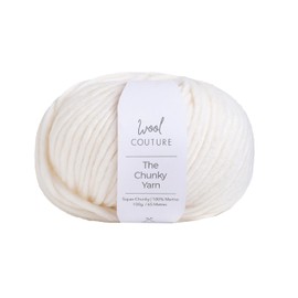 Wool Couture The Chunky Yarn - Ice White 100% Merino Wool Yarn for Knitting, Crochet & Amigurumi - 50g Ball (65m) - Beginner & Advanced Friendly