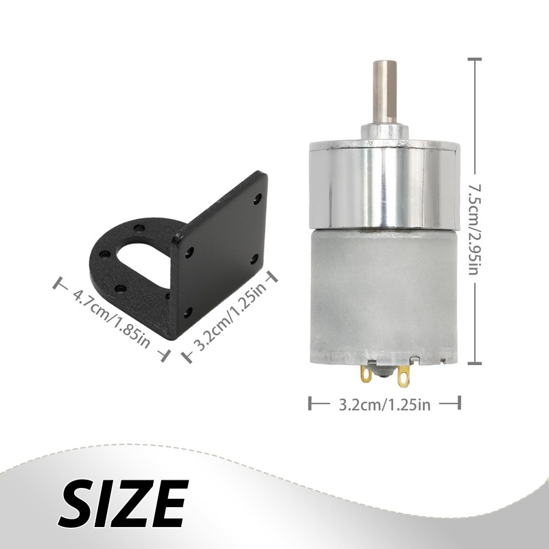 Aynaxcol JGB37-520 Micro DC 12V 600rpm Geared Motor with Bracket,