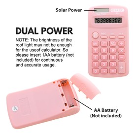 BAZIC 8 Digit Pocket Size Calculator, Dual Power Solar & Battery, LCD Display, Small Basic Standard Function Calculators, 1 Unit Color May Vary