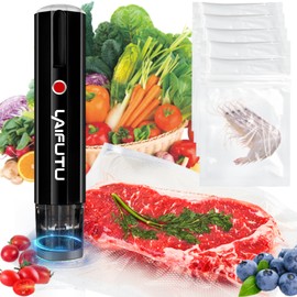LaifuTu Vacuum Sealer with 5 PCS Food Saver Bags, Cordless Handheld Food Saver Vacuum Sealer Machine, Vacuum Sealer for Food, Food Vacuum Sealer for Preserving Vegetables, Fruits, Meat(Black)