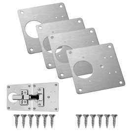 Set of 4 Stainless Steel Hinge Repair Plates, Cabinet Hinge Repair Plates, Kitchen Hinge Repair Plates, Repair Kit 9 x 9 cm for Cabinet, Furniture, Drawer, Window
