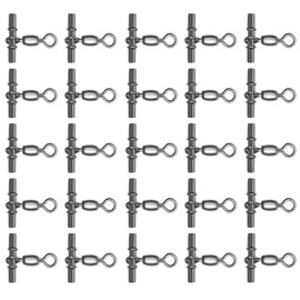 25 Pieces Fishing Swivels Set, T-Shape Fishing Crimp Swivel Metal Snap Hook Line Connector Fishing Tackle for Saltwater Freshwater (3# Black)