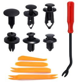 Car Clips, Pack of 190 Mounting Clips, Universal Car Trim Clips with Door Trim Tool, 6 Types of Rivet Clips for Bumper, Mudguard, Car Doors, Expansion Rivets for Most General Purpose Vehicles