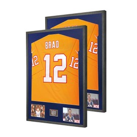 PKHROR Jersey Frame Display Case 2 Pack for Wall, Jersey Shadow Box with Tempered Glass,Mat and Metal Hanger for Football,Baseball,Basketball,Sports Jersey, Idol's Photos & Signature
