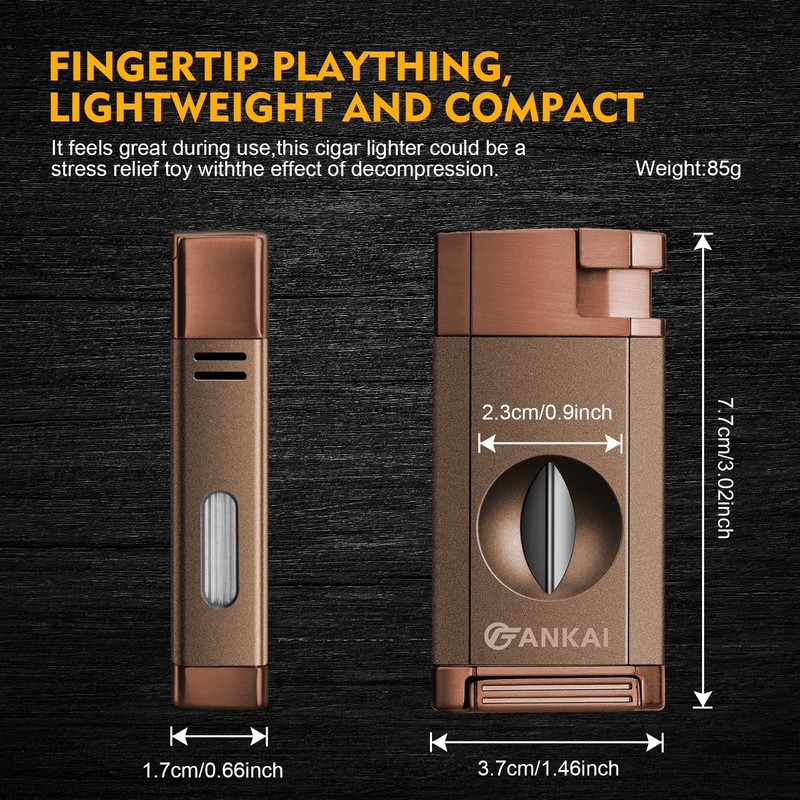 FANKAI Torch Lighter with Cigar V Cutter, Cigar Lighter Double