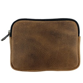 Hide & Drink, Zippered Wallet, Business Card and Money Holder, Compact Pocket Organizer, Full Grain Leather, Handmade Everyday Accessories, Bourbon Brown