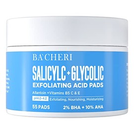 Almohadillas exfoliantes con 10% de ácido glicólico y 2% de ácido salicílico: almohadillas renovadoras para el rostro con vitaminas B5, C y E.