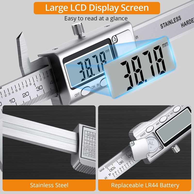 Neoteck 4 inch/100mm Digital Caliper, Stainless Steel Electronic Calipers Measuring