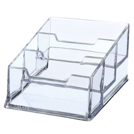 YOKIVE Acrylic Business Card Holders, 3 Slots Business Card Display, Cards Holders Organizer, Great for Office, Desktop (Clear, 4.1 X4.1-Inch)