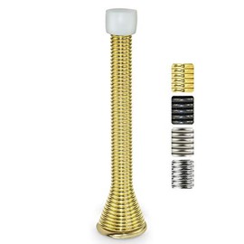 Jack N'Drill (3 ⅛) Rigid Door Stop (12 Pack) - Rustproof Satin Nickel Solid Door Stopper w/Durable Rubber Tips | Protects Walls & Doors from Damage | Great for Office & Home (11 Pack, Gold Spring DS)