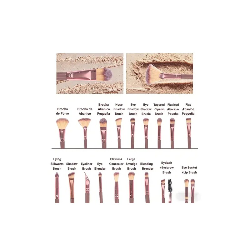 42pcs Brochas Maquillaje Profesional Esponjas Neceseres
