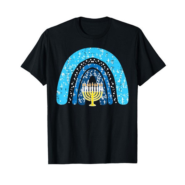 Hanukkah Rainbow Chanukah Jewish Women Girls Kids Toddlers T-Shirt